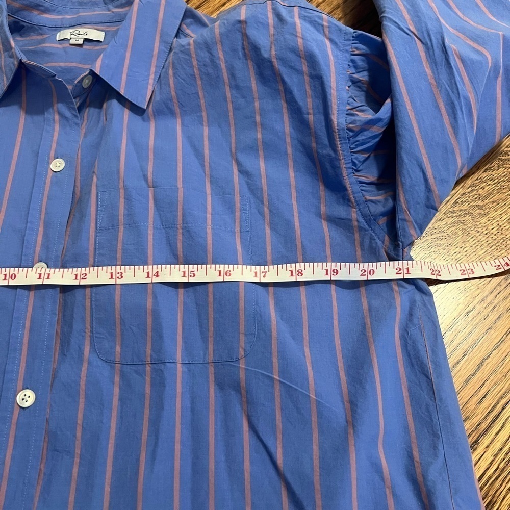 Rails | Blue Button Down Puff Sleeve Janae in Lima Stripe Sz M - Picture 12 of 12